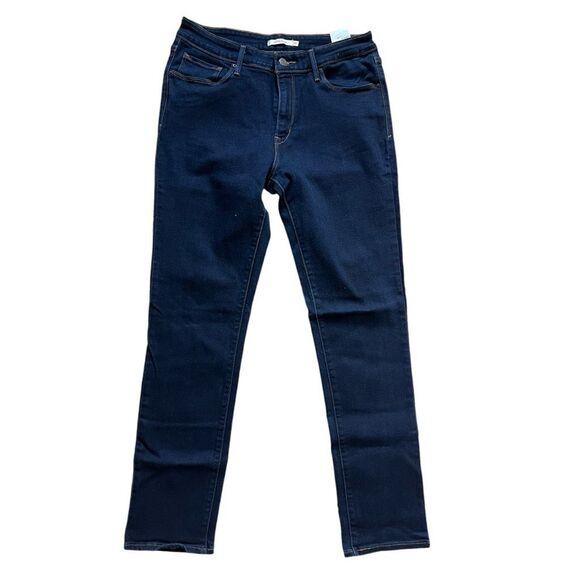 Womens Levis Mid-Rise Dark Indigo Rinse Skinny Jeans - Sz 14 - Picture 1 of 3